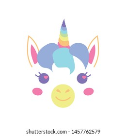 The face of a rainbow unicorn. Vector illustration.