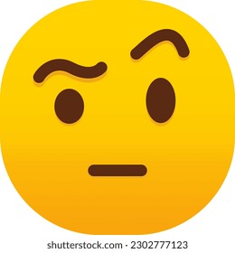 Cara con emoticono vectorial del emoticono de la ceja de ojos elevada