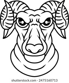 Face Rams Vector lineal negro color blanco