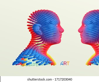 Face recognition. Abstract digital human head. Futuristic background. Vector Illustration for advertising, marketing or presentation. Artificial intelligence concept. 