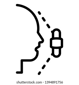 Face recognition area icon. Outline face recognition area vector icon for web design isolated on white background