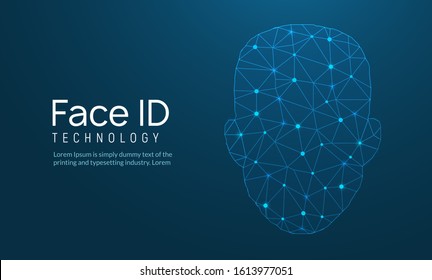 Face recognition biometric ID. Face scan vector digital security technology.