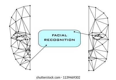 Face Recognition Biometric Scanning System Concept Abstract Tech Low Polygon Human Face Scanning Background Vector Illustration