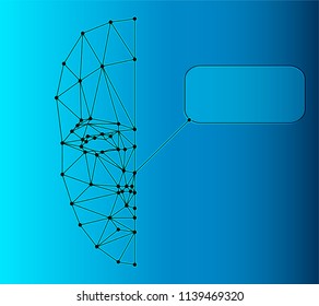 Face Recognition Biometric Scanning System Concept Abstract Tech background Low Polygon Human Face Scanning Blue Template Background Vector Illustration