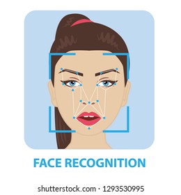 Face recognition - biometric security system - Vector illustration