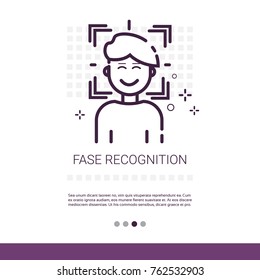 Face Recognition Biometric Security System Web Banner With Copy Space Vector Illustration