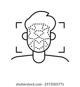 Face Recognition black line icon. Vector isolated element. Editable stroke.