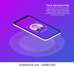 Face recognition concept design. Can use for web banner, infographics, hero images. Vector stock illustration.