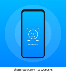 Face recognition concept design. Can use for web banner, infographics, hero images. Vector stock illustration.