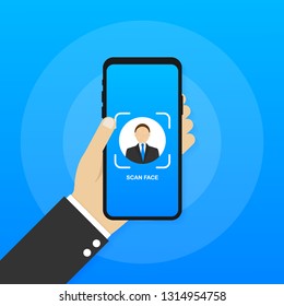 Face recognition concept design. Can use for web banner, infographics, hero images. Vector stock illustration.