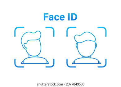 Face recognition concept design. Can use for web banner, infographics, hero images. Line style. Vector illustration.