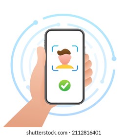 Face recognition concept design. Can use for web banner, infographics, hero images. Vector illustration.