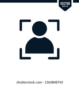 Face recognition or face detection icon collection in glyph style, solid color vector