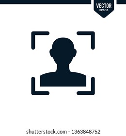 Face recognition or face detection icon collection in glyph style, solid color vector