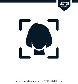 Face recognition or face detection icon collection in glyph style, solid color vector
