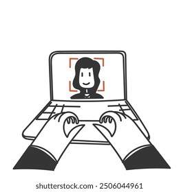 face recognition doodle on mobile phone,laptop or computer device