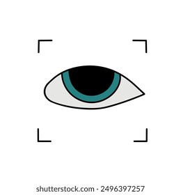 Ilustración vectorial de color dibujada a mano del escáner del ojo del reconocimiento facial