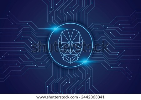 Face Recognition. Facial Recognition
System concept. biometric scanning, 3D
scanning. Face ID. Identification of a
person through the system of recognition.
Polygon vector wireframe concept.