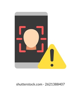 Face Recognition flat color, mini illustration icon. use for modern concept, print, UI, UX kit, web and app development. Vector EPS 10, related to artificial intelligence, technology theme