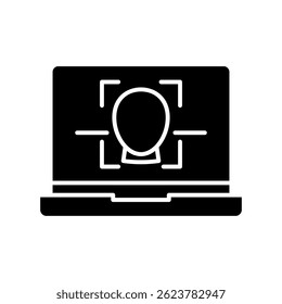 Face Recognition glyph, mini illustration icon. use for modern concept, print, UI, UX kit, web and app development. Vector EPS 10, related to artificial intelligence, technology theme
