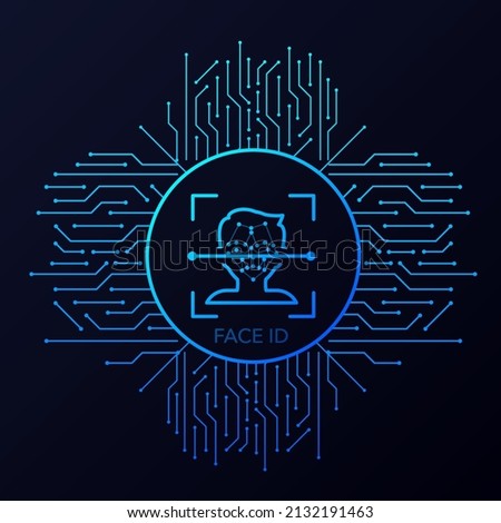 Face recognition, great design for any purposes. Protection icon vector. Personal protection