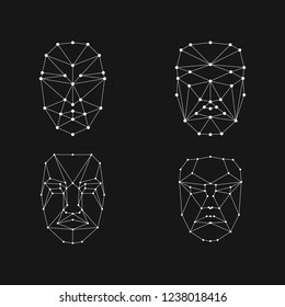 face recognition grid set . Face id mesh 