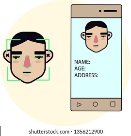 face recognition guy using mobile