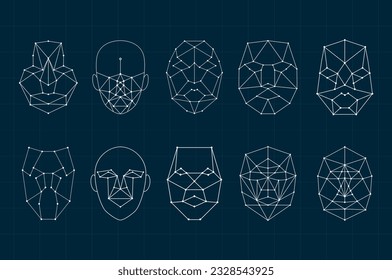 Face recognition. Human Face Scanning. Face ID. Facial recognition. Face scan