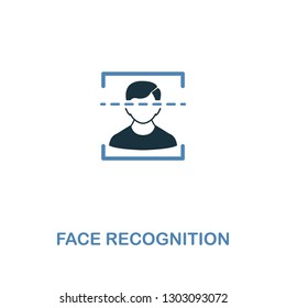 Face Recognition icon in 2 colors style design. Premium symbol from security icons collection. Pixel perfect Face Recognition icon for web ui and ux, apps, software usage.