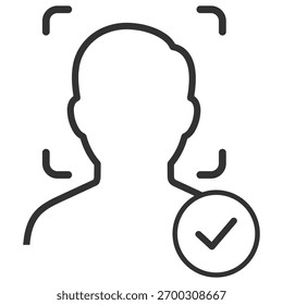 Ícone de reconhecimento facial. Autenticação biométrica e verificação de identidade em fundo transparente