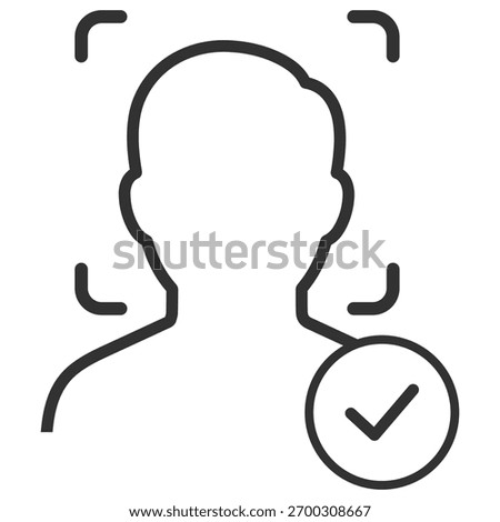 Face recognition icon. Biometric authentication and identity verification on transparent background