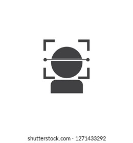 Face recognition icon. Biometric identification. Facial recognition system.