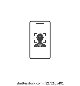 Face recognition icon. Biometric identification. Facial recognition system.