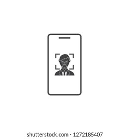 Face recognition icon. Biometric identification. Facial recognition system.
