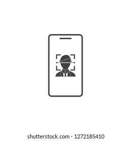 Face recognition icon. Biometric identification. Facial recognition system.