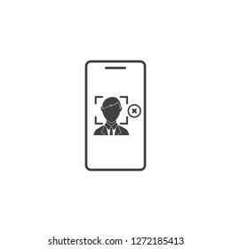 Face recognition icon. Biometric identification. Facial recognition system.