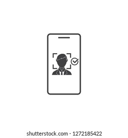 Face recognition icon. Biometric identification. Facial recognition system.