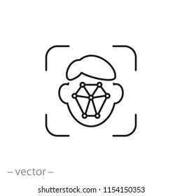 face recognition icon, biometric security linear sign isolated on white background - editable vector illustration eps10
