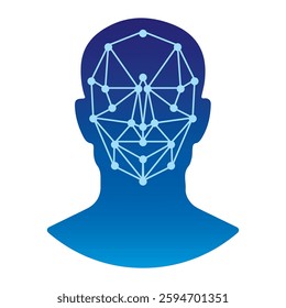 Face recognition icon with biometrical sign symbol vector illustration. Concept of facial recognition, face ID system, biometric identification, face scan system. Cyber security concept.
