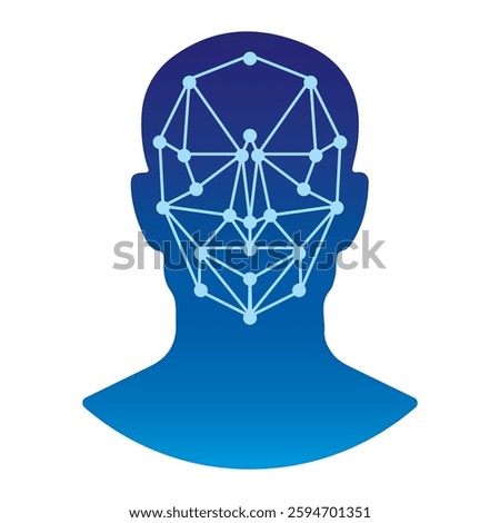 Face recognition icon with biometrical sign symbol vector illustration. Concept of facial recognition, face ID system, biometric identification, face scan system. Cyber security concept.