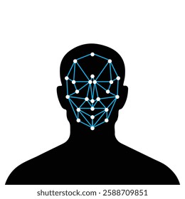 Face recognition icon with check mark sign symbol vector illustration. Concept of facial recognition, face ID system, biometric identification, face scan system. Cyber security concept.