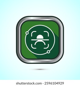 Face recognition icon design illustration, Face scanning sign, biometric icon, Green color shadow button design 