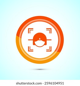 Face recognition icon design illustration, Face scanning sign, biometric icon, Orange color button design