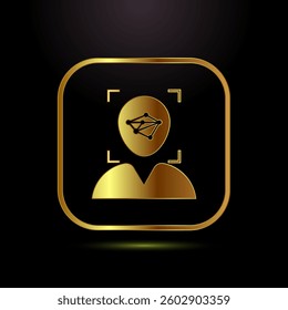 Face recognition icon design illustration, Face scanning sign, biometric icon in gold color style