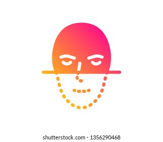 Face recognition icon. Faces biometrics sign. Head scanning symbol. Classic flat style. Gradient face recognition icon. Vector