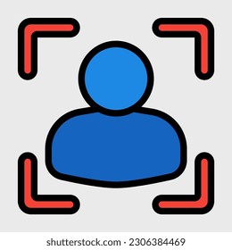 Face recognition icon in filled line style, use for website mobile app presentation