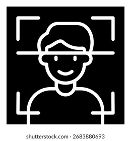Ilustração do vetor de glifo do ícone de reconhecimento de face