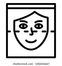 Face recognition icon. Outline face recognition vector icon for web design isolated on white background