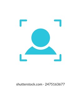 Face recognition icon, person, isolated on white background