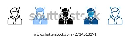 Face Recognition icon set multiple style collection